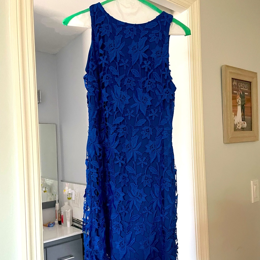 Lauren by Ralph Lauren Blue Lace Detail Dress
